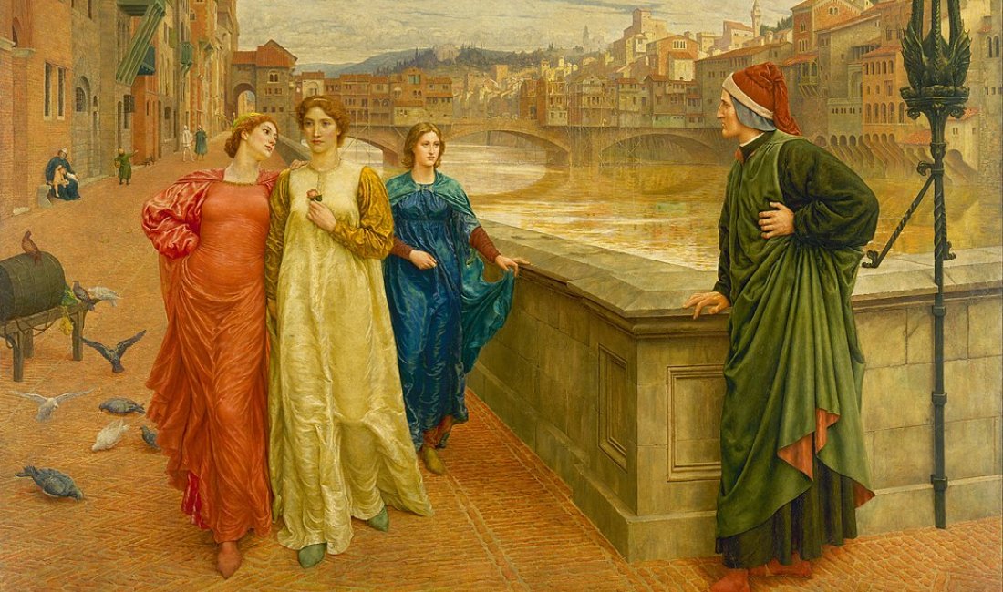 Il celebre incontro tra Dante e Beatrice nel quadro di Henry Holiday ( Walker Art Gallery, Liverpool)