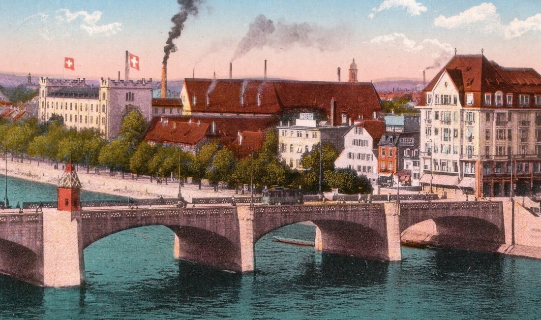 Basilea in una cartolina di inizio Novecento